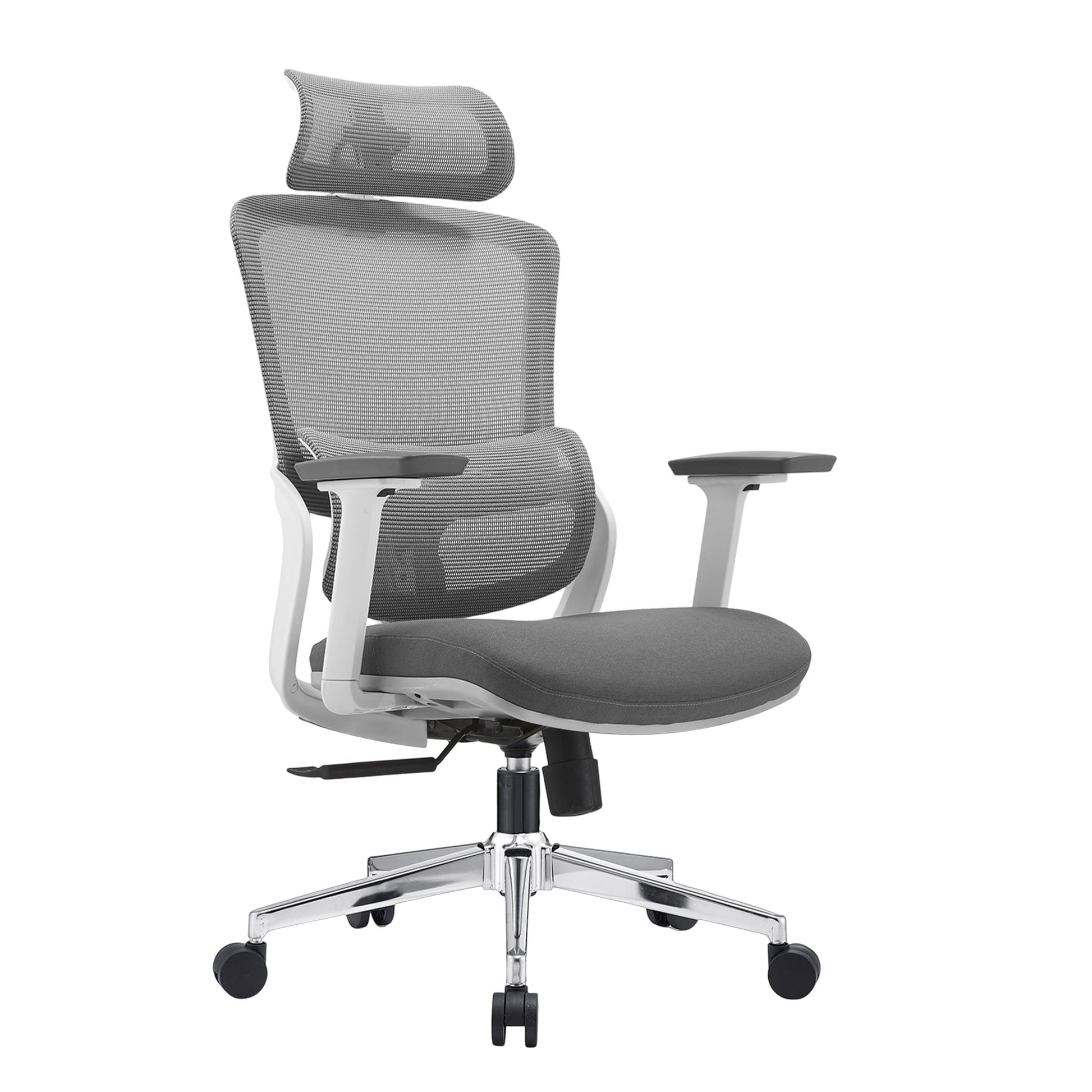 Image of elena high back fabric seat ergonomic office chair in grey  suitable for aged care, corporate offices, and commercial settings