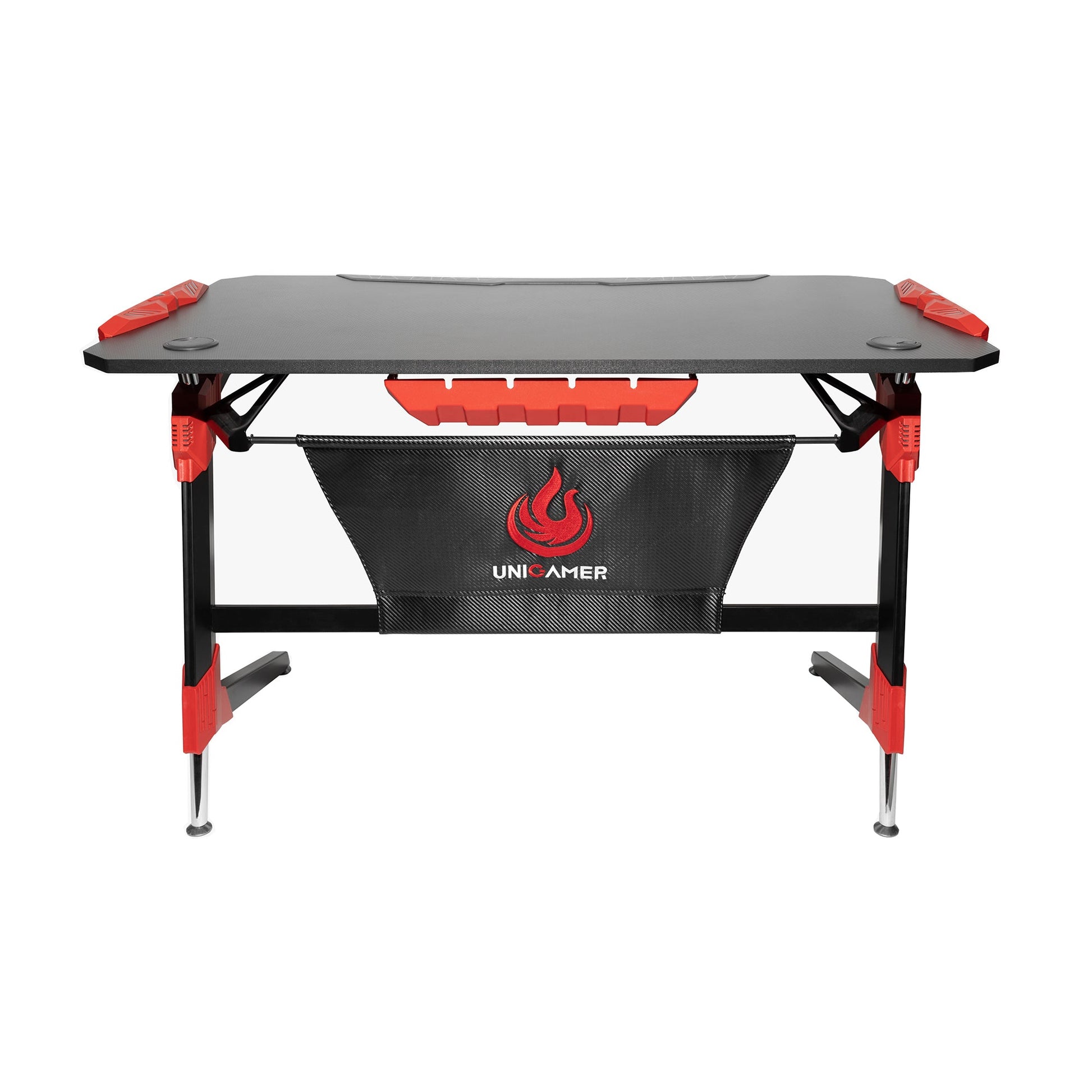 Image of unigamer rgb gaming desk in red  suitable for aged care, corporate offices, and commercial settings