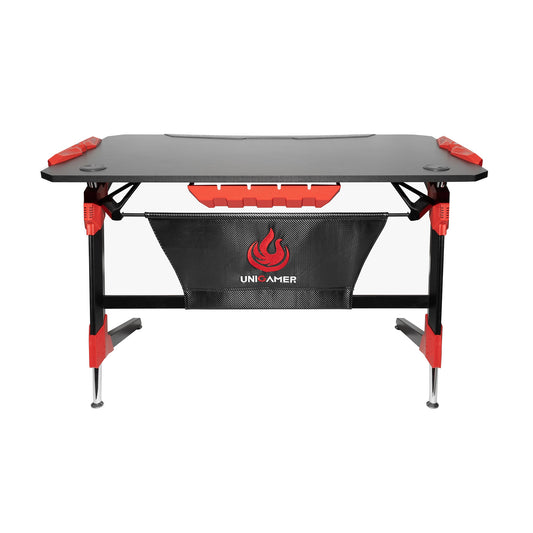 Image of unigamer rgb gaming desk in red  suitable for aged care, corporate offices, and commercial settings