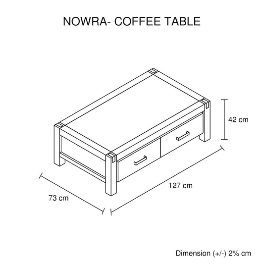 Image of coffee table solid acacia wood & veneer 1 drawers storage oak colour  ideal for luxury casual home interiors