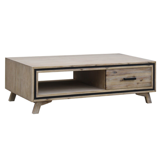Image of coffee table solid wood acacia & veneer frame 2 drawers storage sliver brush colour  ideal for luxury casual home interiors
