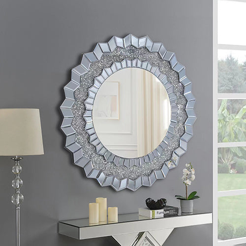 Image of wall mirror sparkling crush crystal mdf silver and grey mrr-01  available at The Epic Shop