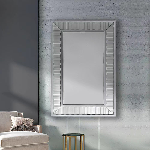 Image of wall mirror mdf silver mirror clear image rectangular shape mrr-07  ideal for luxury casual home interiors