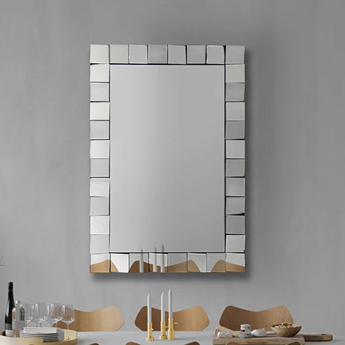 Image of wall mirror mdf silver mirror clear image rectangular shape mrr-08  ideal for luxury casual home interiors