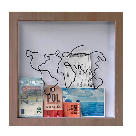 Image of vibe geeks adventure archive box wood frame travel tickets keepsakes storage frame - coffee - small  available at The Epic Shop