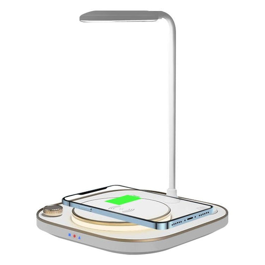 Image of 15w 3 in 1 wireless charger & table lamp - white  available at The Epic Shop