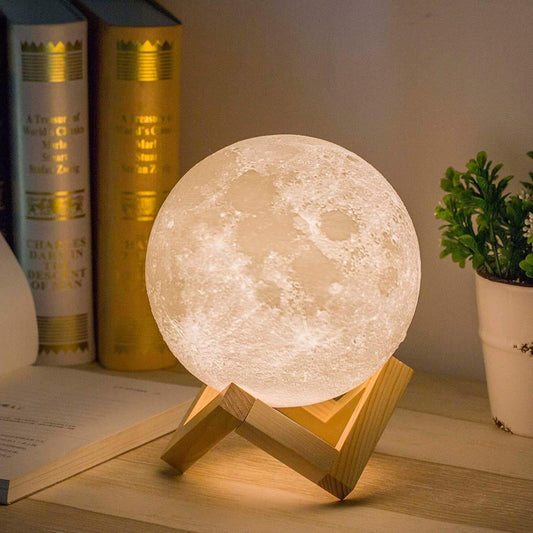 Image of 3d moon lamp night light moonlight desk table smart phone montion sensor  ideal for luxury casual home interiors