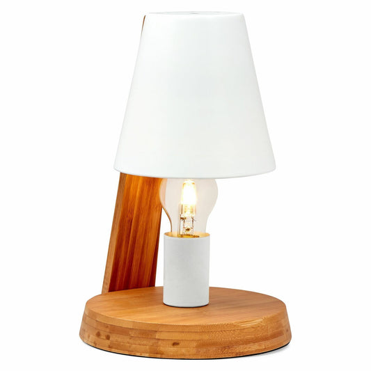 Image of 32cm wooden base modern desk table lamp light metal shade designer - white  versatile for both home and professional use