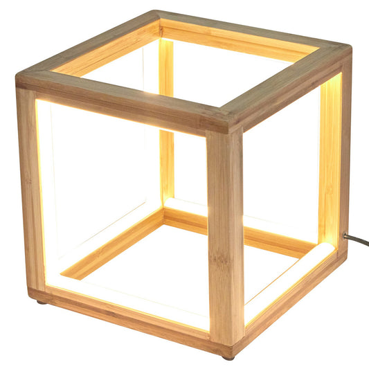 Image of bamboo cube led lamp modern light minimalistic scandi - natural  available at The Epic Shop