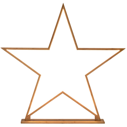 Image of 87cm bamboo star table lamp desk light led strip modern designer - natural  versatile for both home and professional use