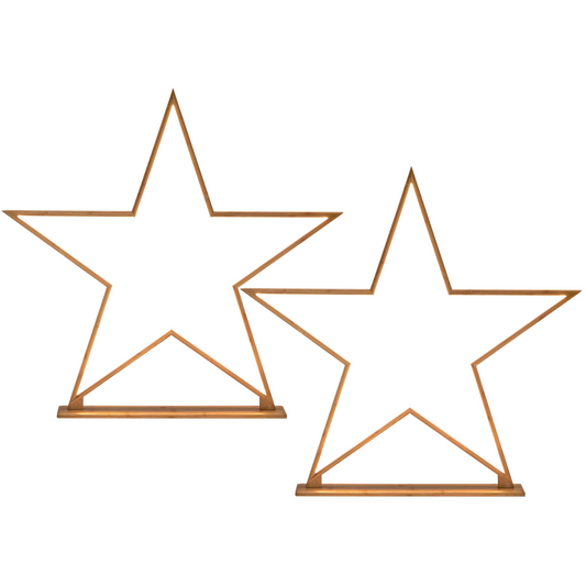 Image of 2x large bamboo star w/ led strip table lamp light modern minimalist decor - natural  ideal for luxury casual home interiors