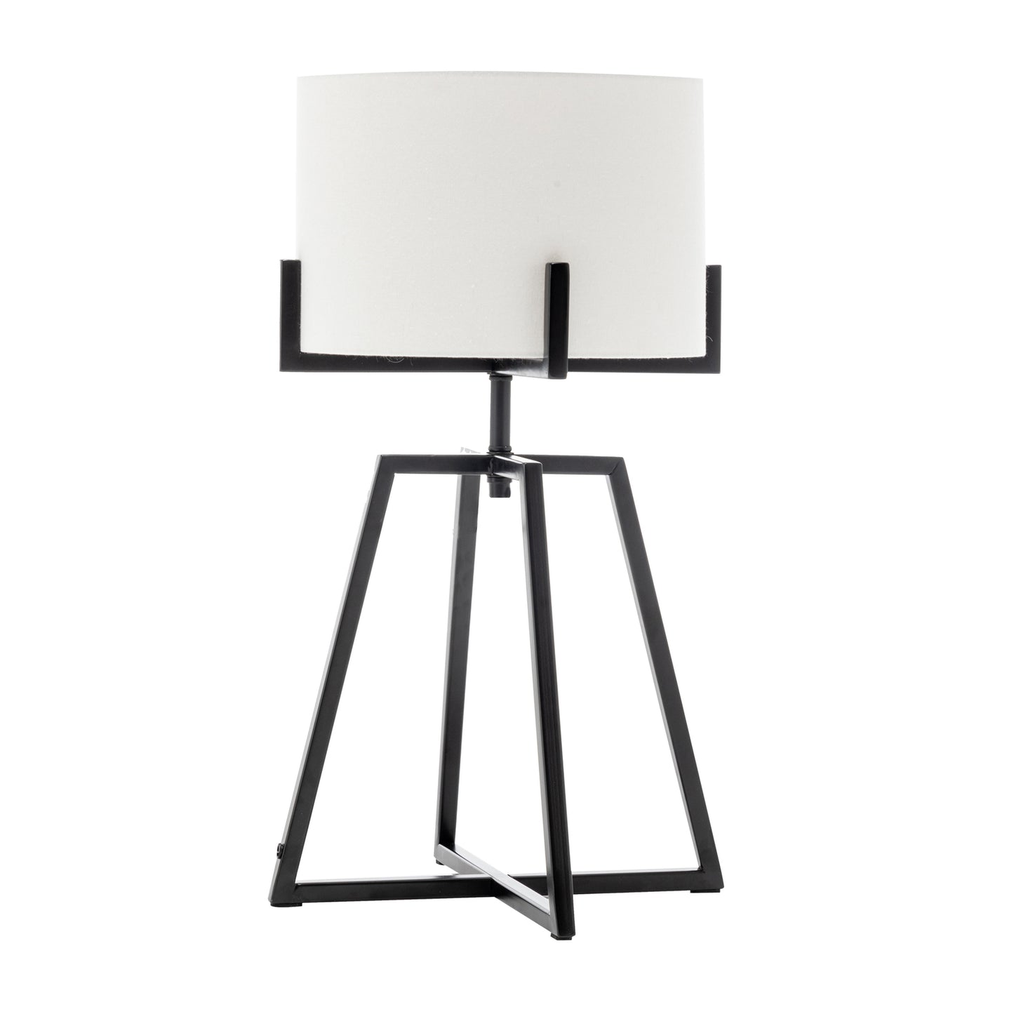 Image of modern scandi metal dimmable table desk lamp light w/ linen shade - matte black  ideal for luxury casual home interiors