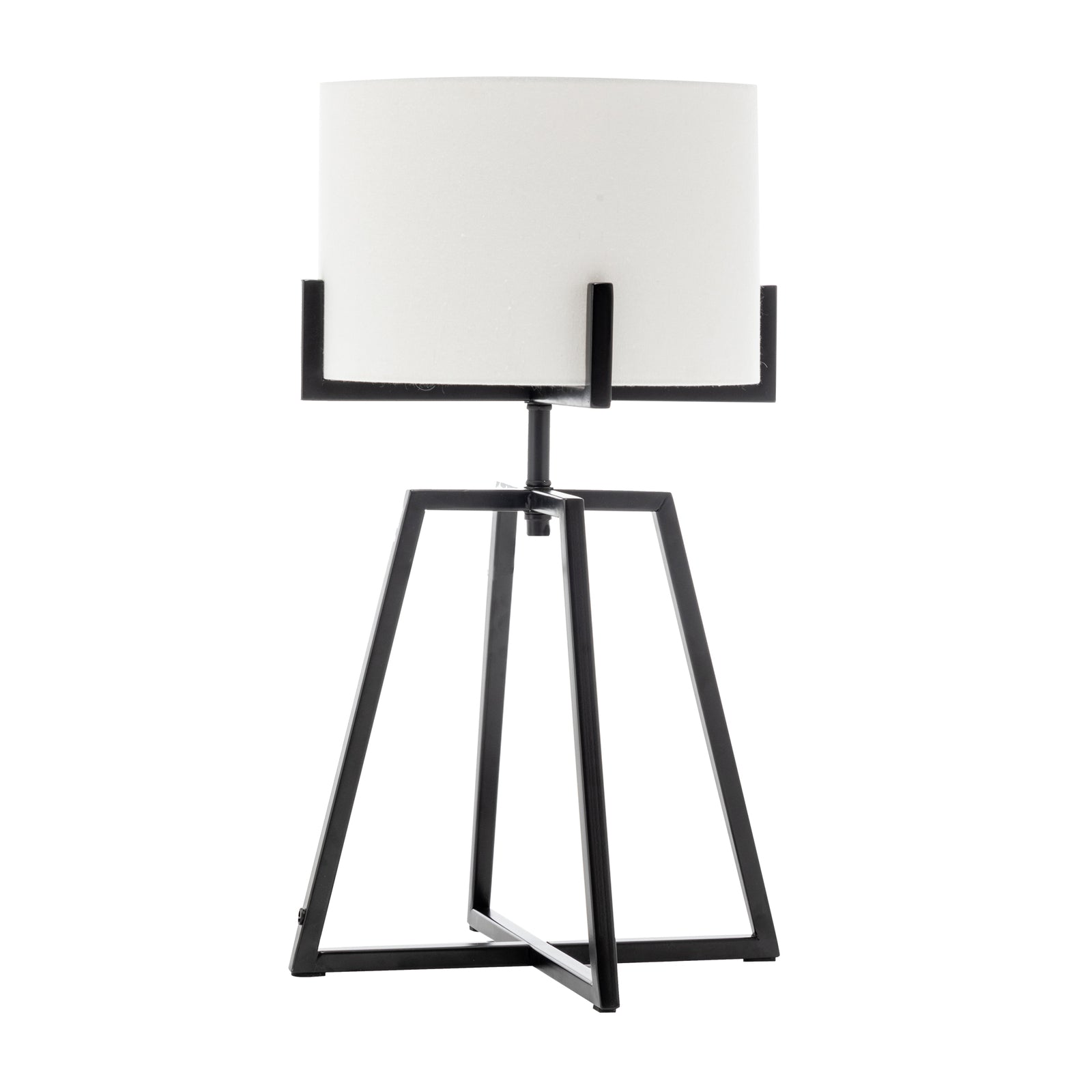 Image of modern scandi metal dimmable table desk lamp light w/ linen shade - matte black  ideal for luxury casual home interiors
