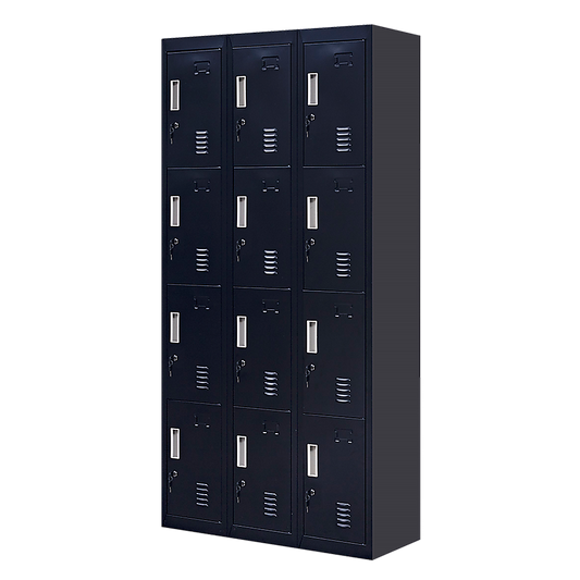 Image of 12-door locker for office gym shed school home storage - standard lock with keys  versatile for both home and professional use