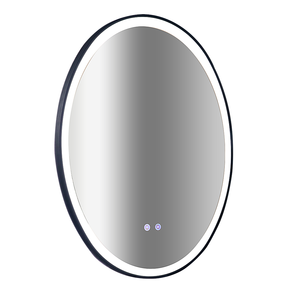 Image of oval mirror led anti-fog illuminated bathroom living room  ideal for luxury casual home interiors