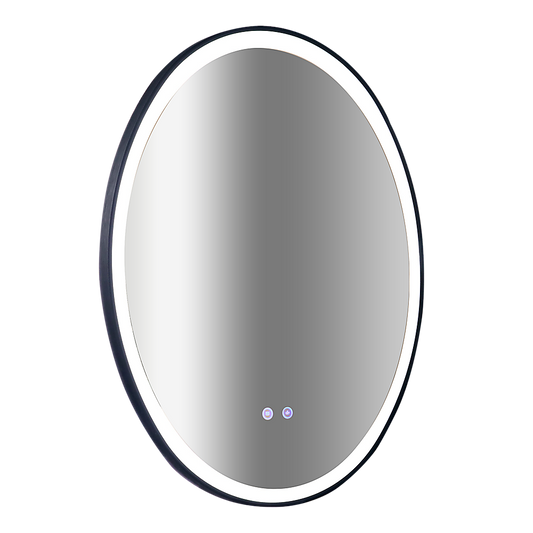 Image of oval mirror led anti-fog illuminated bathroom living room  ideal for luxury casual home interiors