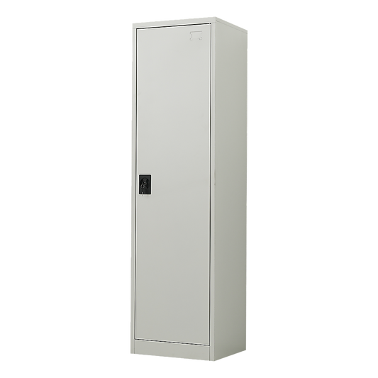Image of single-door metal tall cabinet shelf storage for home office gym  versatile for both home and professional use