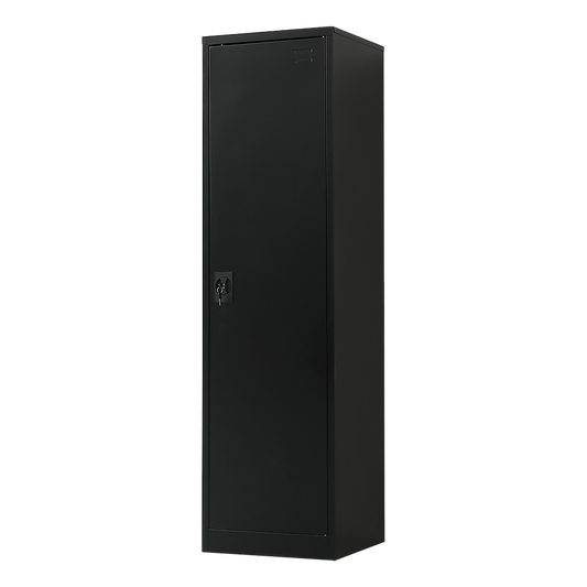 Image of single-door metal tall cabinet shelf storage for home office gym  versatile for both home and professional use
