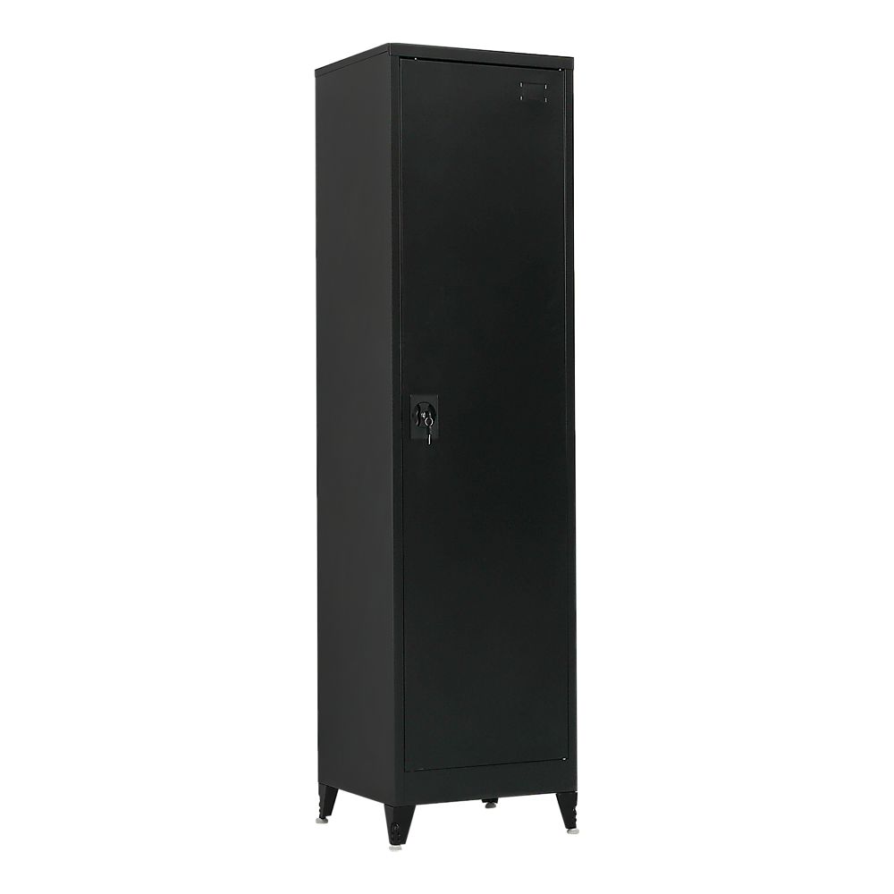 Image of single-door metal tall cabinet shelf storage for home office gym  versatile for both home and professional use