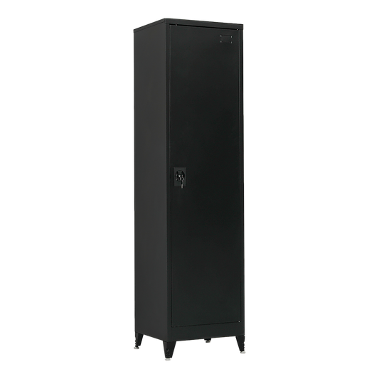 Image of single-door metal tall cabinet shelf storage for home office gym  versatile for both home and professional use
