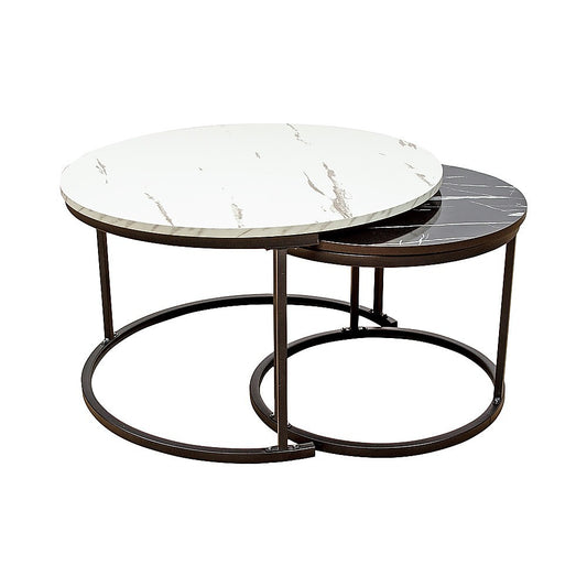 Image of coffee table round marble design nesting side furniture  available at The Epic Shop