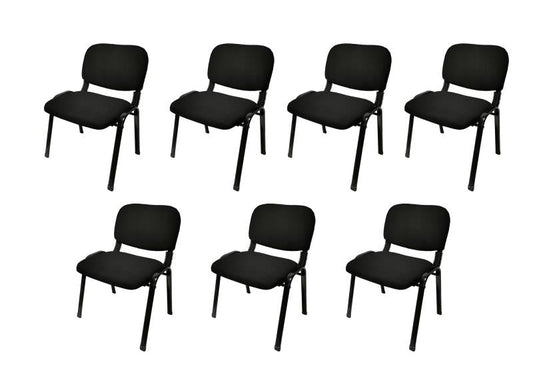Image of nnecn stackable & linkable office conference visitor community  chairs (set of 7-black)  versatile for both home and professional use