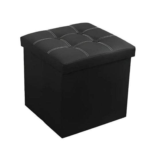 Image of nnetm faux leather storage ottoman - black, 55l  ideal for luxury casual home interiors