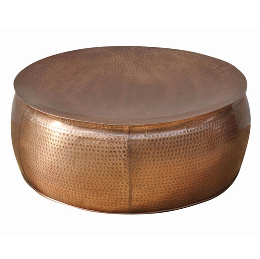 Image of bronze look hammered coffee table  ideal for luxury casual home interiors