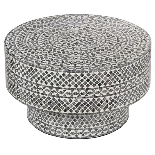 Image of diamond mother of pearl coffee table black  ideal for luxury casual home interiors