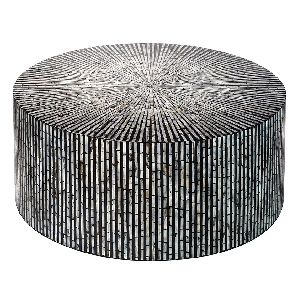 Image of cordelia round mother of pearl coffee table  available at The Epic Shop