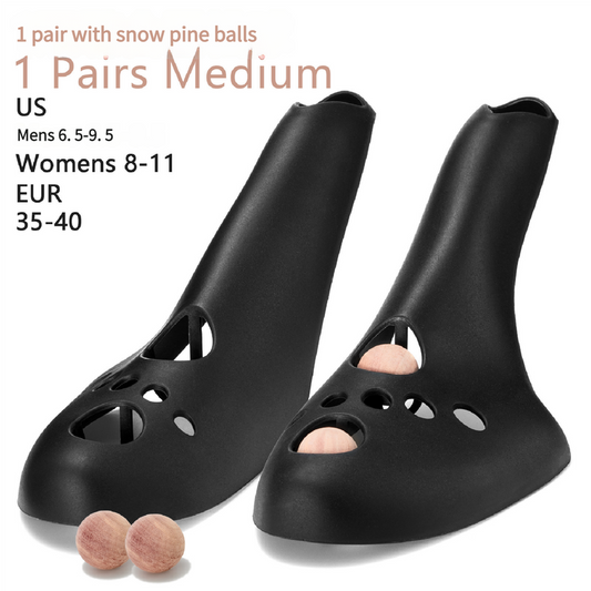 Image of medium black shoe stretcher with cedar wood balls, size eur 35-40 (men's us 6.5-9.5, women's us 8-11)  ideal for luxury casual home interiors