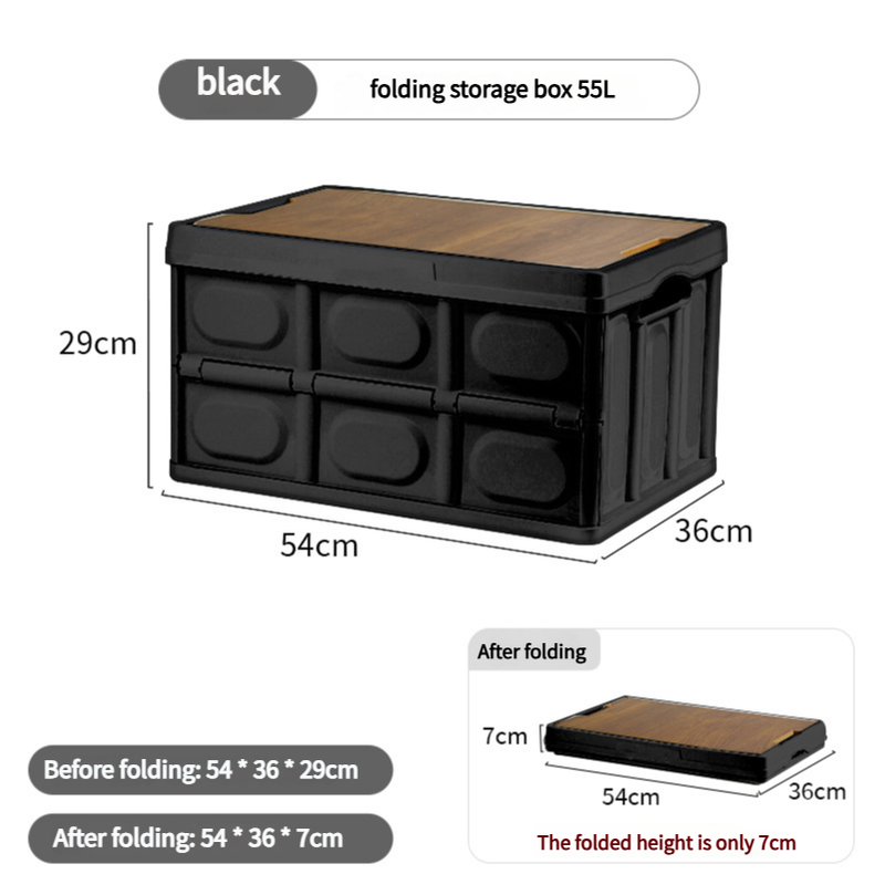Image of 54*36*29 cm collapsible black outdoor storage box | large capacity, foldable to 7cm, durable design  versatile for both home and professional use