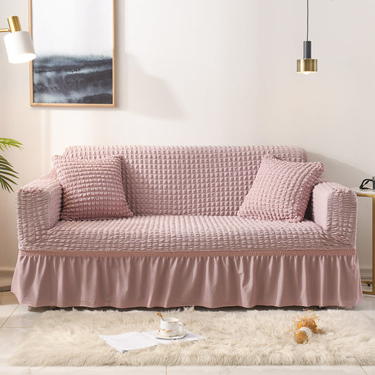 Image of elastic sofa cover-pink (305-360cm)  ideal for luxury casual home interiors