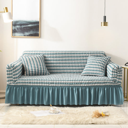 Image of elastic sofa cover-two-color blue (190-230cm)  ideal for luxury casual home interiors