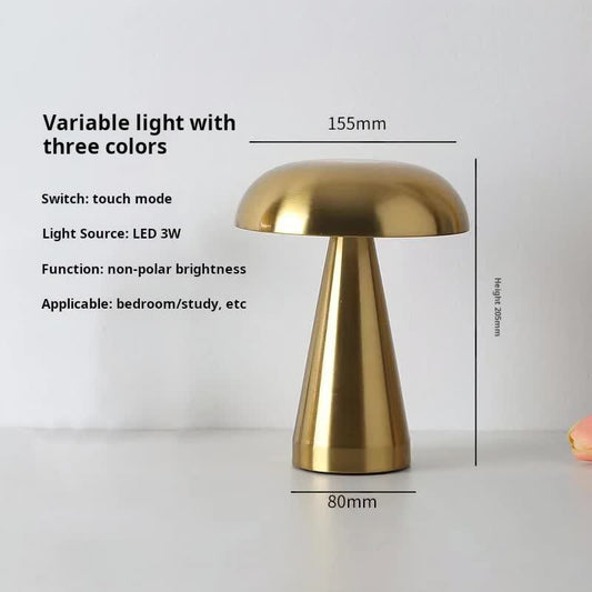 Image of bronze color modern mushroom table lamp - minimalist metal design for home and office  versatile for both home and professional use
