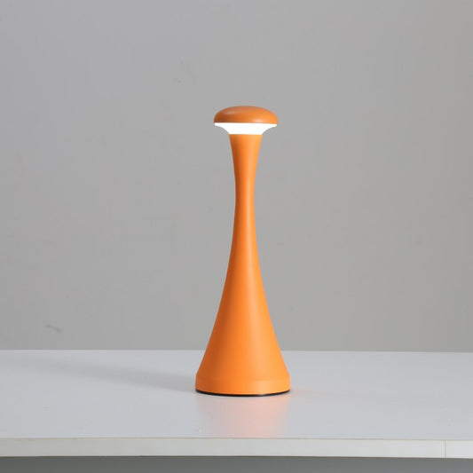 Image of orange modern minimalist led mushroom lamp - touch control rechargeable night light  versatile for both home and professional use