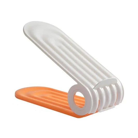 Image of 2 pcs orange adjustable shoe slot organizer - space-saving shoe storage solution for closet and shelf  available at The Epic Shop