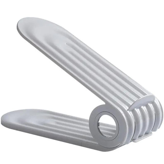 Image of 2 pcs grey adjustable shoe slot organizer - space-saving shoe storage solution for closet and shelf  available at The Epic Shop