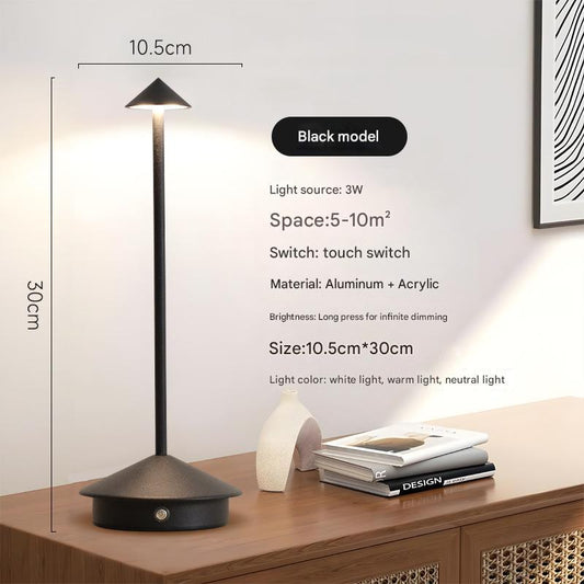 Image of black modern minimalist aluminum led mushroom night light - creative bedside atmosphere lamp for dining room and bedroom  ideal for luxury casual home interiors