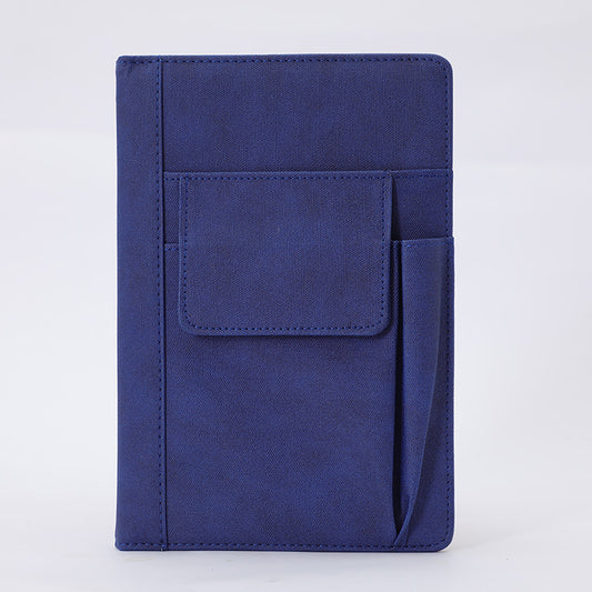 Image of blue a5 multi-functional pu leather notebook with pockets  office planner and journal  suitable for aged care, corporate offices, and commercial settings