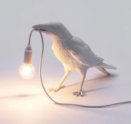 Image of white bird standing shape nordic resin bird wall lamp - creative animal bedside decorative usb night light, stylish bird perched lamp for bedroom and living room  ideal for luxury casual home interiors