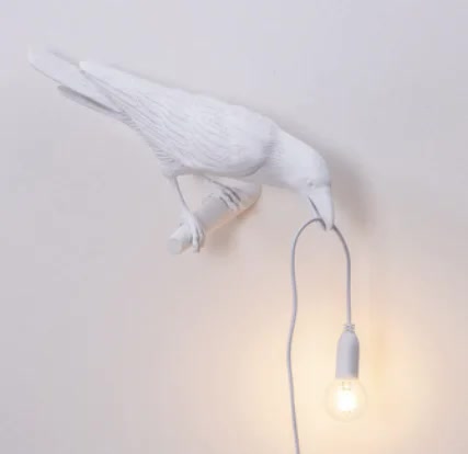 Image of white bird left wall lamp nordic resin bird wall lamp - creative animal bedside decorative usb night light, stylish bird perched lamp for bedroom and living room  ideal for luxury casual home interiors