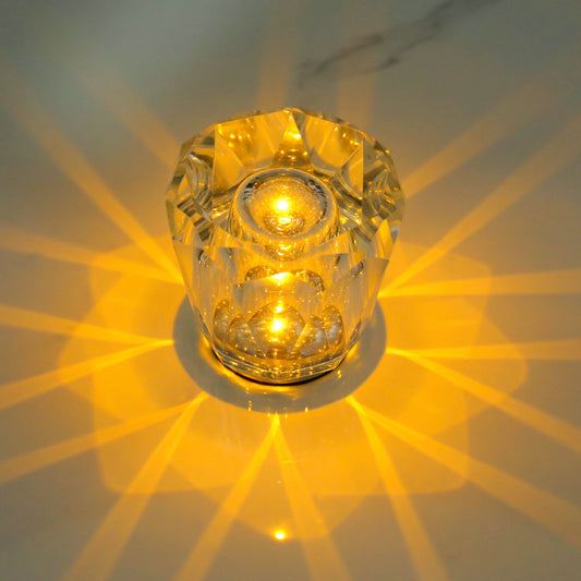 Image of crystal led table lamp with starburst effect, rechargeable and portable design,type b 90mm (h) *85mm (w)  ideal for luxury casual home interiors