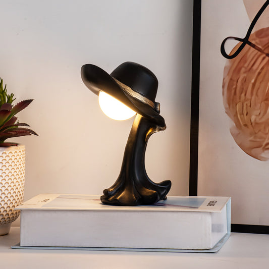 Image of black creative cowboy hat usb table lamp for home and office decor  versatile for both home and professional use