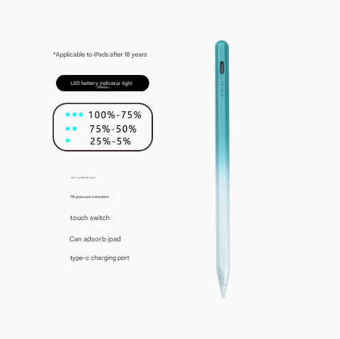 Image of green stylus pen for ipad (2018 & later) - tilt pressure, magnetic attachment, led battery indicator, type-c rechargeable  suitable for aged care, corporate offices, and commercial settings