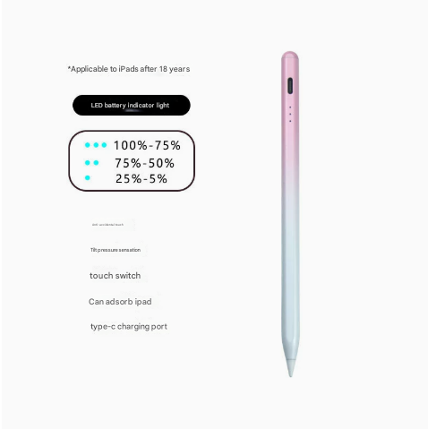 Image of pink stylus pen for ipad (2018 & later) - tilt pressure, magnetic attachment, led battery indicator, type-c rechargeable  suitable for aged care, corporate offices, and commercial settings