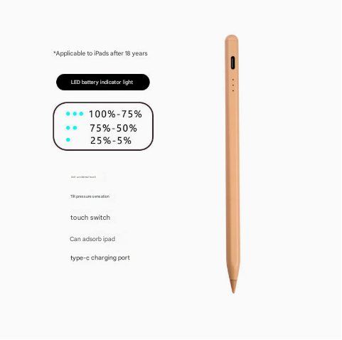 Image of orange stylus pen for ipad (2018 & later) - tilt pressure, magnetic attachment, led battery indicator, type-c rechargeable  suitable for aged care, corporate offices, and commercial settings