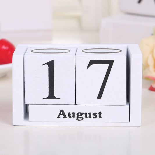 Image of wooden calendar decoration for home office (white) 9.5x4.3x5cm  versatile for both home and professional use