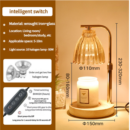 Image of elegant gold candle warmer lamp with timer and dimming - scented candle melter for home decor  versatile for both home and professional use