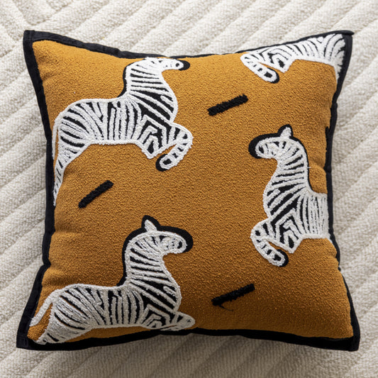 Image of orange horse 45x45cm decorative zebra-pattern pillow cover with non-woven insert  versatile for both home and professional use